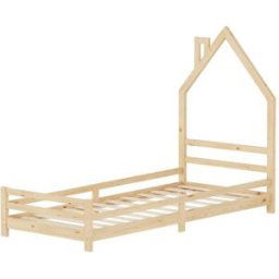ML-Design Cama infantil 90 x 200 cm de madera natural forma de casita tipi juego