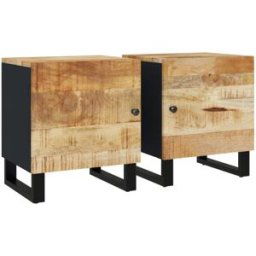 Maison Chic Juego de 2 mesitas de noche madera maciza de mango negro 40x33x46 cm