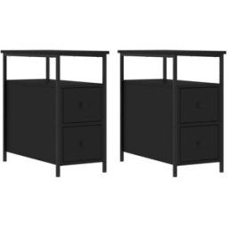 Maison Chic Juego de 2 mesitas de noche madera de ingeniería negro 30x60x60 cm
