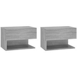 Maison Chic Juego de 2 mesita de noche de pared madera gris sonoma 46x29,5x30 cm