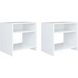 Maison Chic Juego de 2 mesitas de noche madera contrachapada blanco 40x30x40 cm