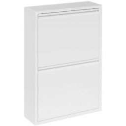 Estosa Zapatero compacto de metal blanco, 50,5 x 15,2 x 74,2 cm