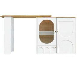 Urban Meuble Isla de cocina blanca y madera con almacenamiento integrado