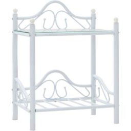 Maison Chic Juego de 2 mesitas de noche acero vidrio templado 45x30,5x60cm blanco