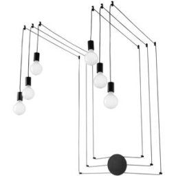 Luce Ambiente e Design Plafón con cables negros ajustables y seis puntos de luz