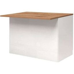 Dmora Isla de cocina imitación madera blanco brillante, roble 125x90h90 cm