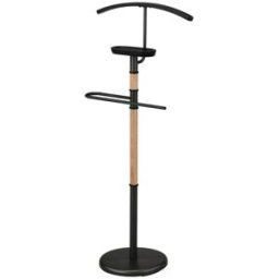 Hispanohogar Galán de noche de madera roble y negro 110x45x28 cm