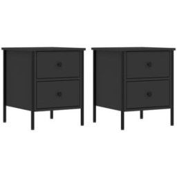 Maison Chic Juego de 2 mesitas de noche madera de ingeniería negro 40x42x50 cm