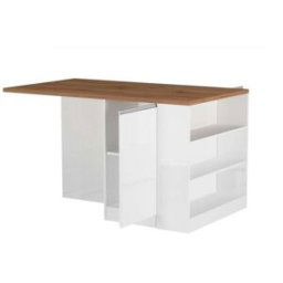 Dmora Isla de cocina imitación madera blanco brillante, roble 160x90h90 cm