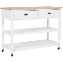 Beliani Carrito de cocina madera blanco