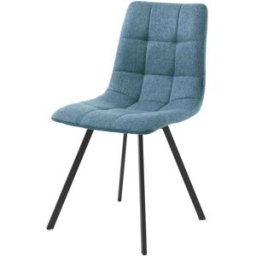 ORESTELUCHETTA Juego 4 sillas tela azul, patas negro mate 85x46x56 cm cocina