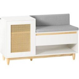 SoBuy Banco zapatero con 2 estantes 1 cajón y 1 puerta blanco