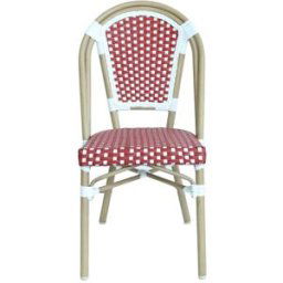 Oviala Silla de jardín roja de ratán y aluminio