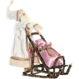Fijalo Figura papa noel en trineo navidad poliester madera rosa 42x22x50cm