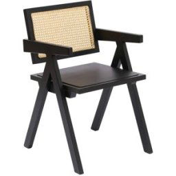 Nordlys Silla escandinava en madera y ratán negro