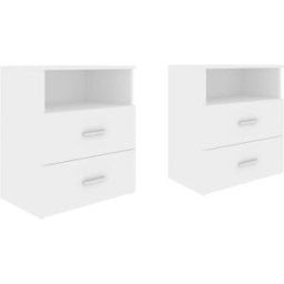 Maison Chic Juego de 2 mesitas de noche aglomerado madera blanco 50x32x60 cm