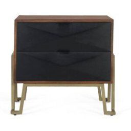 GINER Y COLOMER Mesita de noche fabricada en madera de mango con cajones