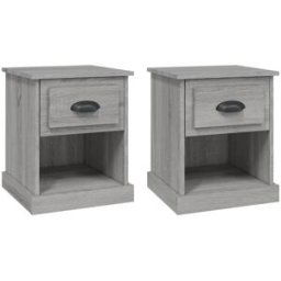 Maison Chic Juego de 2 mesitas de noche madera contrachapada gris 39x39x47,5 cm
