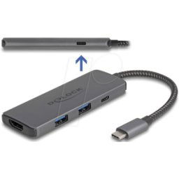 DELOCK 87804 - USB 3,0 Hub 5 puertos, USB-C a 2x USB-A, 1x HDMI, 1x PD