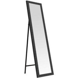 LOLAhome Espejo de pie texturizado negro de 157x37 cm