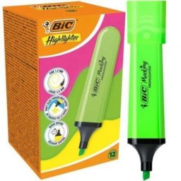 Marcador fluorescente BIC Highlighter Flat Neón verde caja 12 unidades