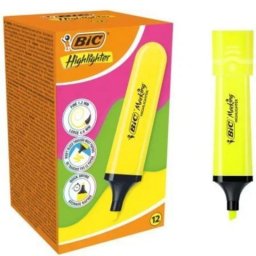 Marcador fluorescente Bic Highlighter Flat neón amarillo 12 unidades