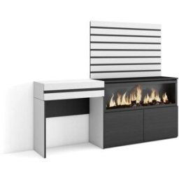 Skraut home Tocador efecto madera blanco 177x35x145cm chimenea efecto fuego