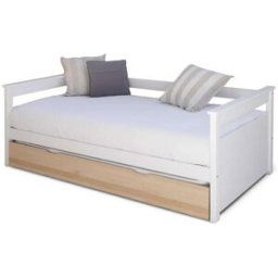 ID Kids Sofá cama nido madera maciza blanco y madera 90x190 cm