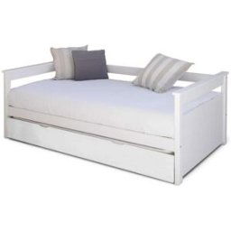 ID Kids Cama nido con 2 colchones madera maciza blanco 90x190 cm