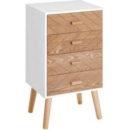 Homcom Mesita de noche 40x30x75cm blanco y madera