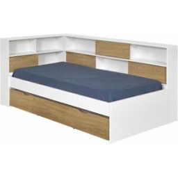 ID Kids Cama nido con colchones blanco y madera 90x190 cm