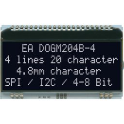 DISPLAY VISIONS EA DOGM204S-A - Módulo LCD DOG, 4x20 caracteres, H 4,8 mm, 59 x 22 mm, negro