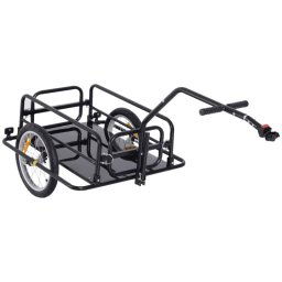 Homcom Remolque De Carga Para Bicicleta Con 2 Ruedas 155x71,5x77 Cm Negro