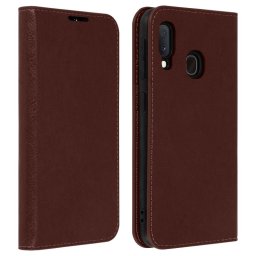Avizar Funda Cartera Cuero Marrón para Samsung Galaxy A20e