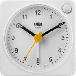BRAUN BC02XW - Reloj despertador de viaje de cuarzo blanco clásico