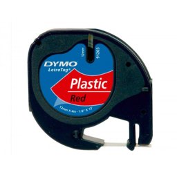 Cinta dymo 12mmx4mt -negro/rojo para maquina letratag