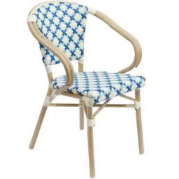 Oviala Silla de jardín de ratán azul y aluminio