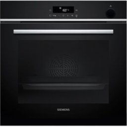 Siemens Horno multifunción iQ300 con función vapor - HR532GBS3. Cristal negro/inox