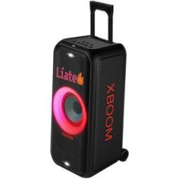 LG Altavoz gran potencia xboom DXL7T 250W para fiestas, karaoke, luces y pantalla LED, Bluetooth, hasta 20h batería, asa telescópica y ruedas. Negro