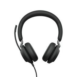 Auriculares Jabra Evolve2 40 SE con cable USB-C para llamadas y música con Cancelación de Ruido pasiva, micrófono y Busylight, color negro