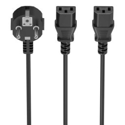 Cable alimentación CPU Aisens A132-0864 CEE7 Macho a 2x C13 Hembra 1.8m Negro cobre 1500W
