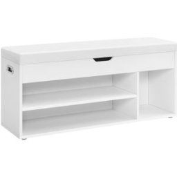 VASAGLE Banco zapatero de 30 x 100 x 44 cm de color blanco nube