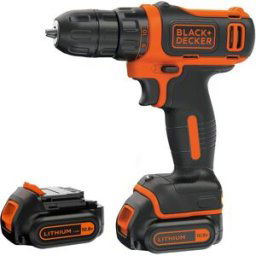 Black & Decker Taladro Atornillador 10,8V con 2 Baterías 1,5 Ah + Cargador + Maletín. Naranja / Negro