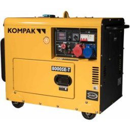 KOMPAK Generador Eléctrico Monofásico y Trifásico Insonorizado Motor Diésel 4T 5,5 kW K-8000SE-T. Amarillo / Negro