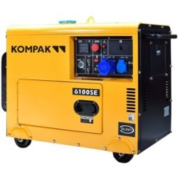 KOMPAK Generador Eléctrico Insonorizado Motor Diésel 4T 5 kW K-6100SE. Amarillo / Negro