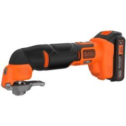 Black & Decker Multi-Herramienta Oscilante 18V + 20 Accesorios + Batería + Cargador + Maletín. Naranja / Negro
