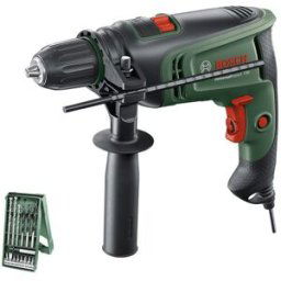 Bosch Taladro Percutor Eléctrico con cable a red Universal Impact 730 W + Juego Accesorios 15 pzs X-Line. Verde / Negro