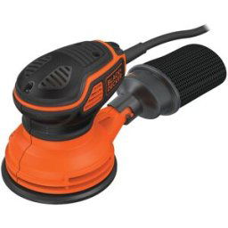 Black & Decker Lijadora Eléctrica Rotorbital 240W Ø125 mm + Hoja Lija. Naranja / Negro