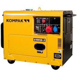 KOMPAK Generador Eléctrico Trifásico Insonorizado Motor Diésel 4T 2,2 kW K-6100SE-3. Amarillo / Negro