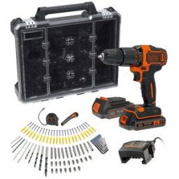 Black & Decker Taladro Percutor a Batería 18 V BDCHD18D2AB-QW 2 baterías + maletín + accesorios. Naranja / Negro
